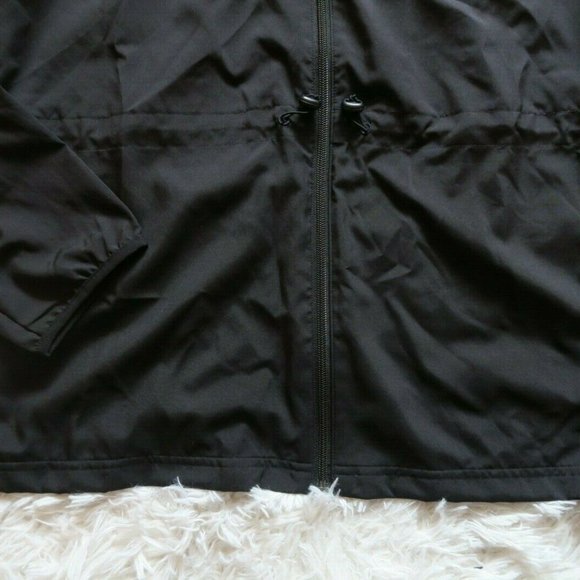 ADIDAS Women Full Zip Hoodie Windbreaker Lightweight Jacket 3 Stripe -Black - Picture 3 of 7